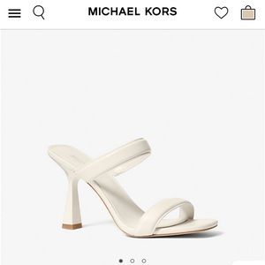 Michael Kors Cream Clara Leather Mule Heeled Sandals